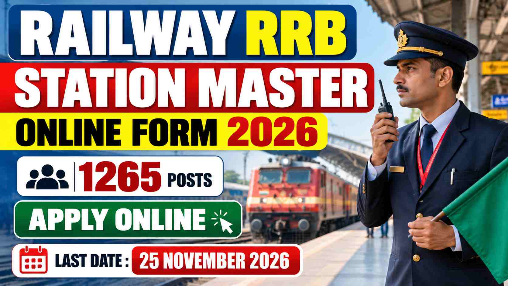 Railway RRB Station Master Online Form 2026 – Apply Online for 1265 Posts